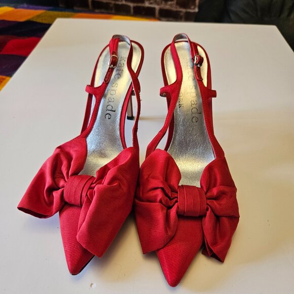 Kate Spade New York Slingback Pointed Toe Pump In Cherry Rouge Size 8B - Picture 2 of 16